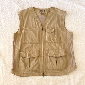 Duluth Trading Utility Vest Men M Biege Cotton Nylon Fishing Hunting Work Vented